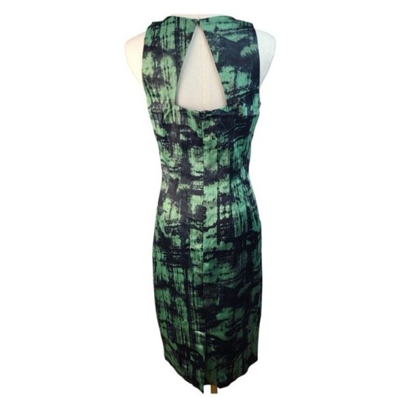 Jay Godfrey Sheath Dress 6 Faux Stretch Silk Sheath Green Black NEW $300 - Picture 3 of 9